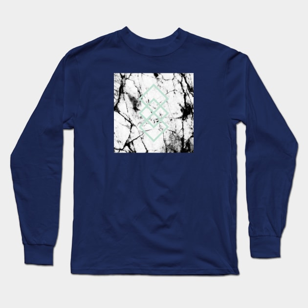 Marble Mint Squares Long Sleeve T-Shirt by fivemmPaper